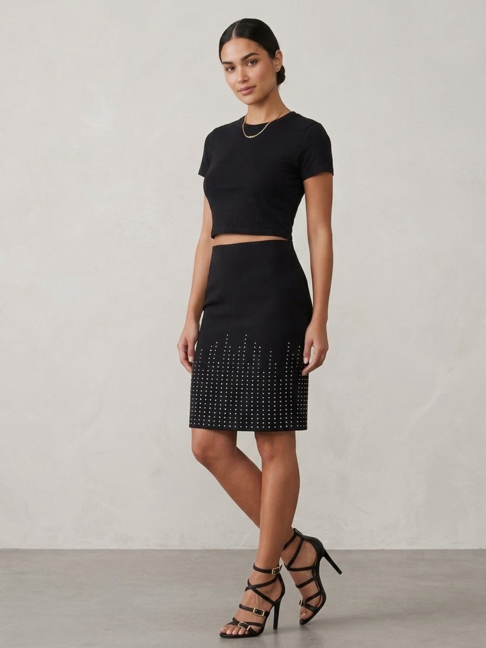 White House Black Market Black Studded Pencil Skirt WHBM